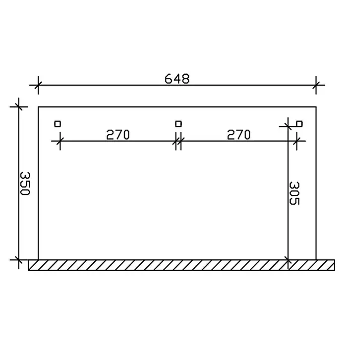 Skan Holz Terrassenüberdachung Andria - L x T: 648 x 350 cm, Polycarbonat, Natur - Skizze