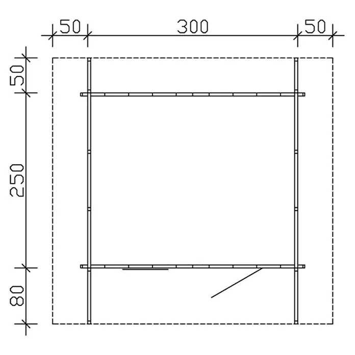 Skan Holz Gartenhaus Arosa 1 - B x T: 400 x 380 cm, Holz, 7,5 m², Wandstärke: 45 mm - Skizze