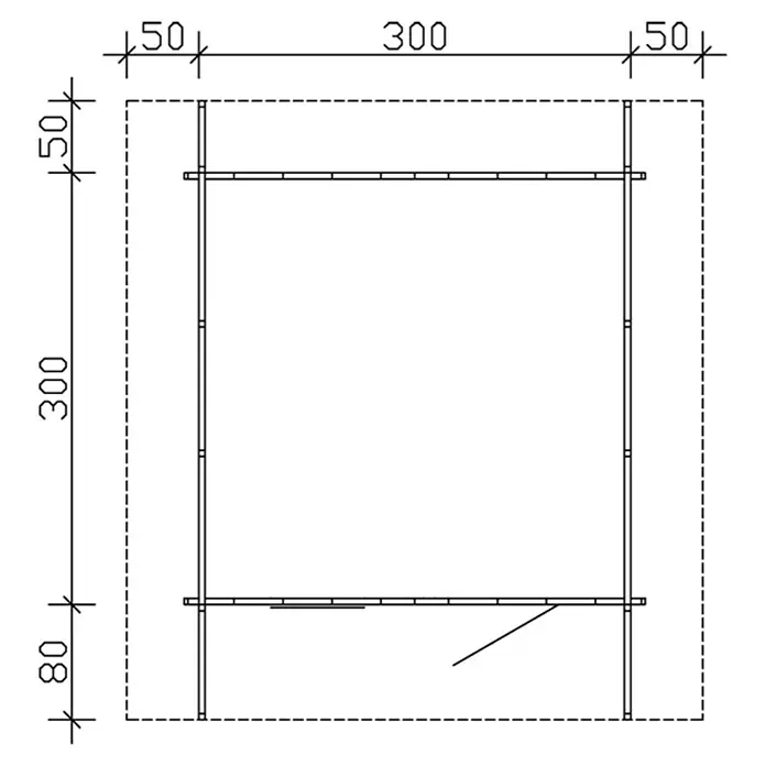 Skan Holz Gartenhaus Arosa 2 - B x T: 400 x 430 cm, Holz, 9 m², Wandstärke: 45 mm - Skizze