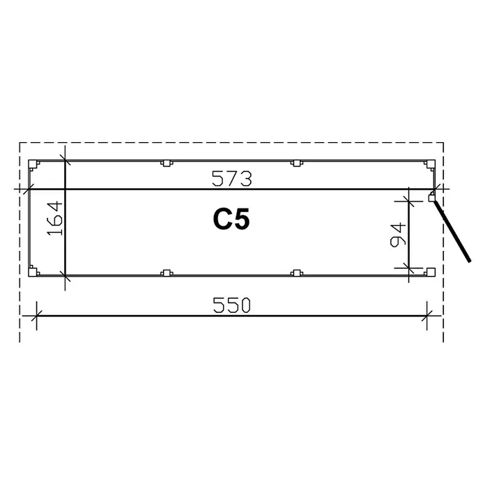 Skan Holz Carport-Abstellraum C5 - Passend für: Skan Holz Carports mit Durchfahrtsbreite bis 550 cm, Nussbaum - Skizze