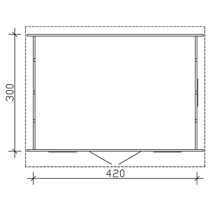 Skan Holz Gartenhaus Basel 1 - B x T: 460 x 360 cm, Holz, 12,6 m², Wandstärke: 45 mm - Skizze