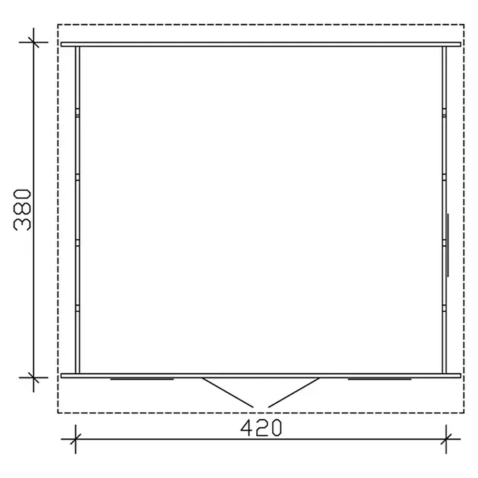 Skan Holz Gartenhaus Basel 2 - B x T: 460 x 440 cm, Holz, 15,96 m², Wandstärke: 45 mm - Skizze