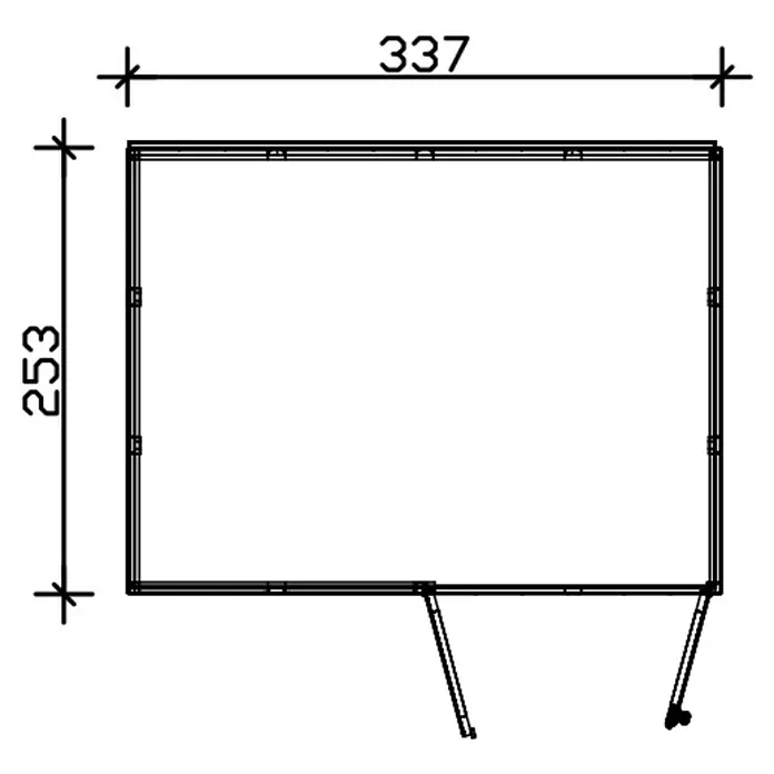 Skan Holz CrossCube Gartenhaus Brisbane 4 - B x T: 337 x 253 cm, Holz, 8,53 m², Wandstärke: 10 mm - Skizze