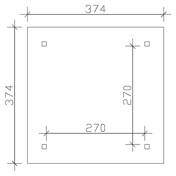 Skan Holz Pavillon Cannes 1 - L x B: 374 x 374 cm, Eiche Hell - Skizze