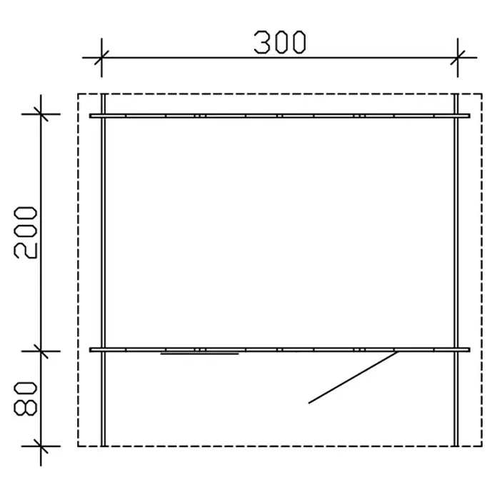 Skan Holz Gartenhaus Como 1 - B x T: 340 x 300 cm, Holz, 6 m², Wandstärke: 28 mm - Skizze