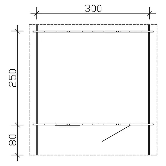 Skan Holz Gartenhaus Como 2 - B x T: 340 x 350 cm, Holz, 7,5 m², Wandstärke: 28 mm - Skizze