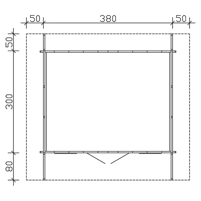 Skan Holz Gartenhaus Davos 1 - B x T: 480 x 430 cm, Holz, 11,4 m², Wandstärke: 45 mm - Skizze