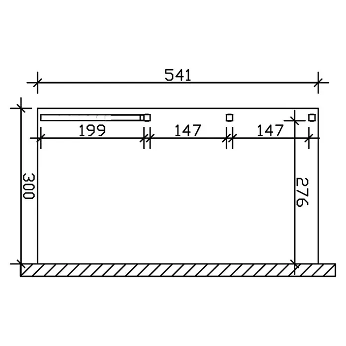 Skan Holz Carport Eifel - B x T: 300 x 541 cm, Einfahrtshöhe: 2,13 m, Nussbaum - Skizze