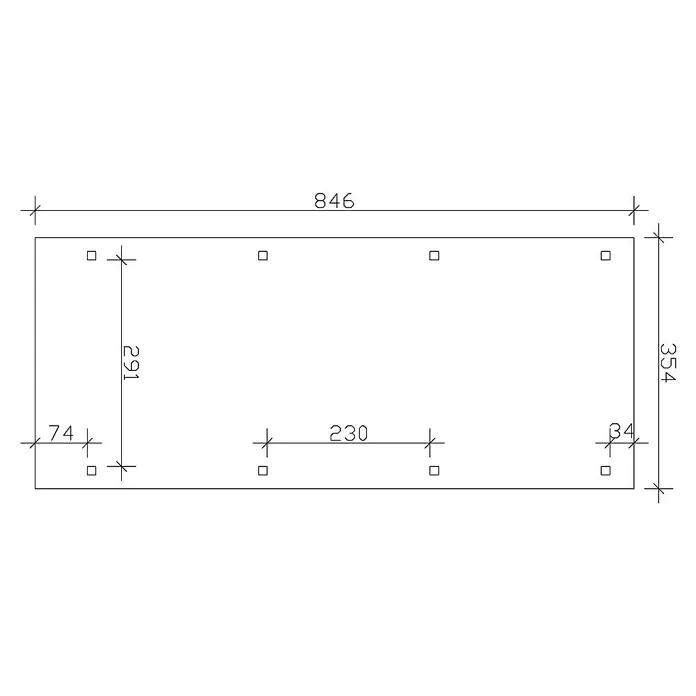 Skan Holz Carport Emsland - L x B: 846 x 354 cm, Einfahrtshöhe: 223 cm, Eiche Hell, Materialspezifizierung Dach: Aluminium, Ohne Abstellraum - Skizze