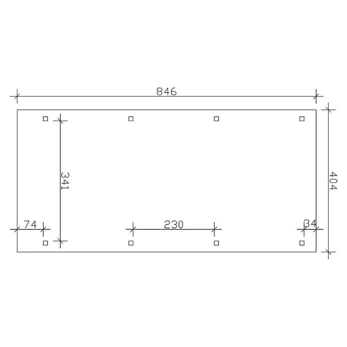 Skan Holz Carport Emsland - L x B: 846 x 404 cm, Einfahrtshöhe: 223 cm, Nussbaum, Materialspezifizierung Dach: EPDM-Folie - Skizze