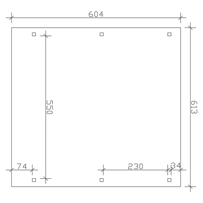 Skan Holz Doppelcarport Emsland - L x B: 604 x 613 cm, Einfahrtshöhe: 223 cm, Eiche Hell, Materialspezifizierung Dach: Aluminium - Skizze
