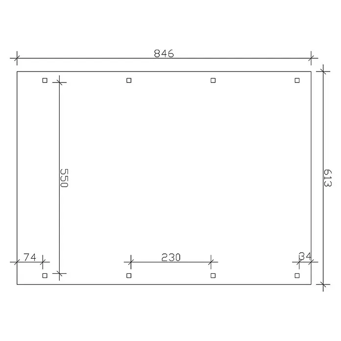 Skan Holz Doppelcarport Emsland - L x B: 846 x 613 cm, Einfahrtshöhe: 223 cm, Eiche Hell, Materialspezifizierung Dach: EPDM-Folie - Skizze