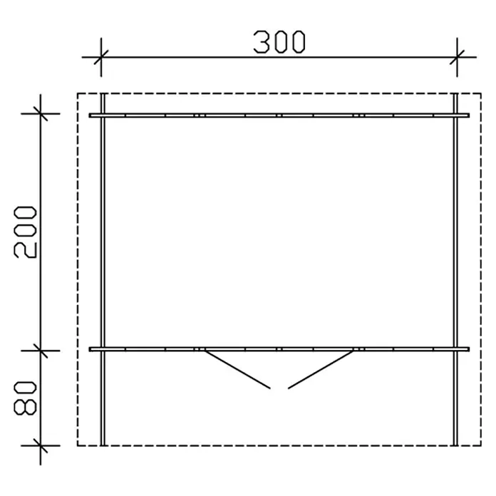 Skan Holz Gartenhaus Faro 1 - B x T: 340 x 300 cm, Holz, 6 m², Wandstärke: 28 mm - Skizze