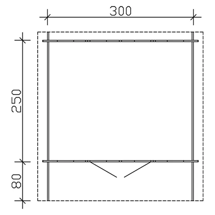 Skan Holz Gartenhaus Faro 2 - B x T: 340 x 350 cm, Holz, 7,5 m², Wandstärke: 28 mm - Skizze