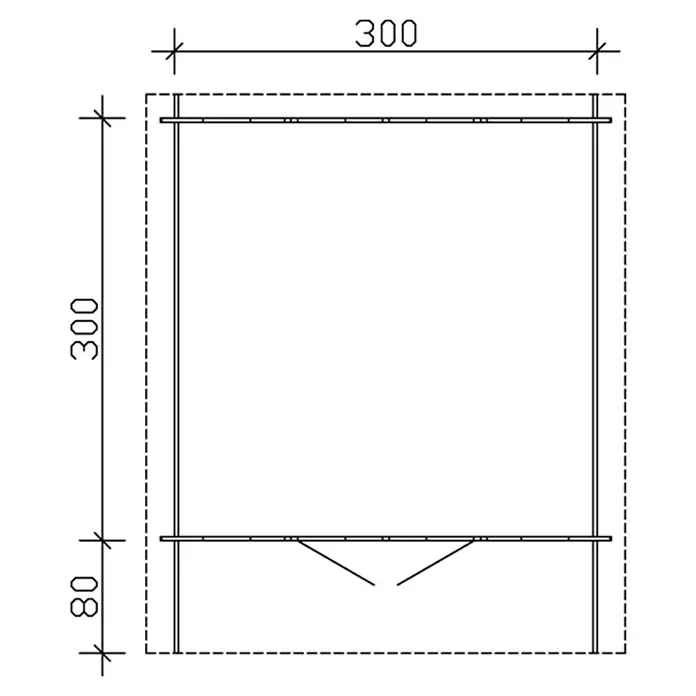 Skan Holz Gartenhaus Faro 3 - B x T: 340 x 400 cm, Holz, 9 m², Wandstärke: 28 mm - Skizze
