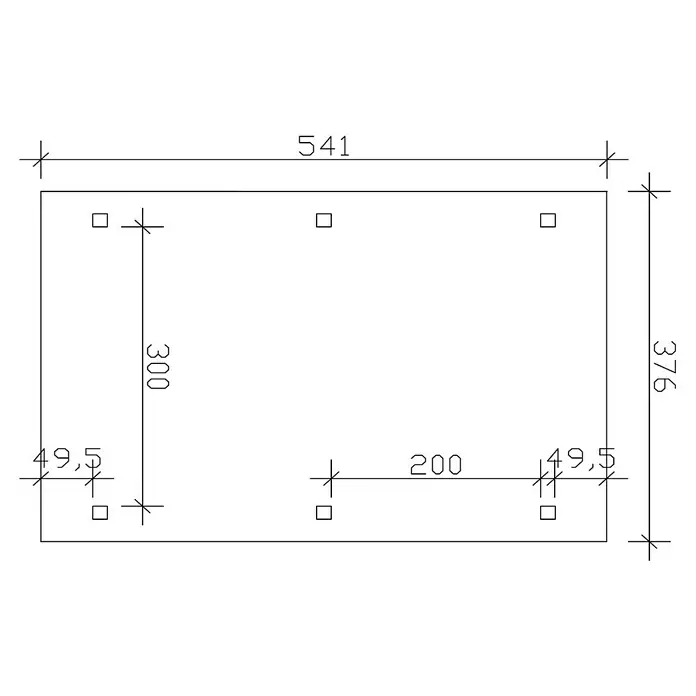 Skan Holz Carport Franken - B x T: 376 x 541 cm, Einfahrtshöhe: 220 cm, Natur - Skizze
