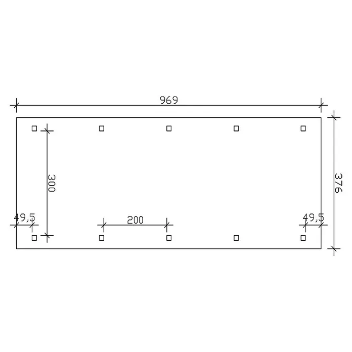Skan Holz Carport Franken - L x B: 969 x 376 cm, Einfahrtshöhe: 220 cm, Natur - Skizze