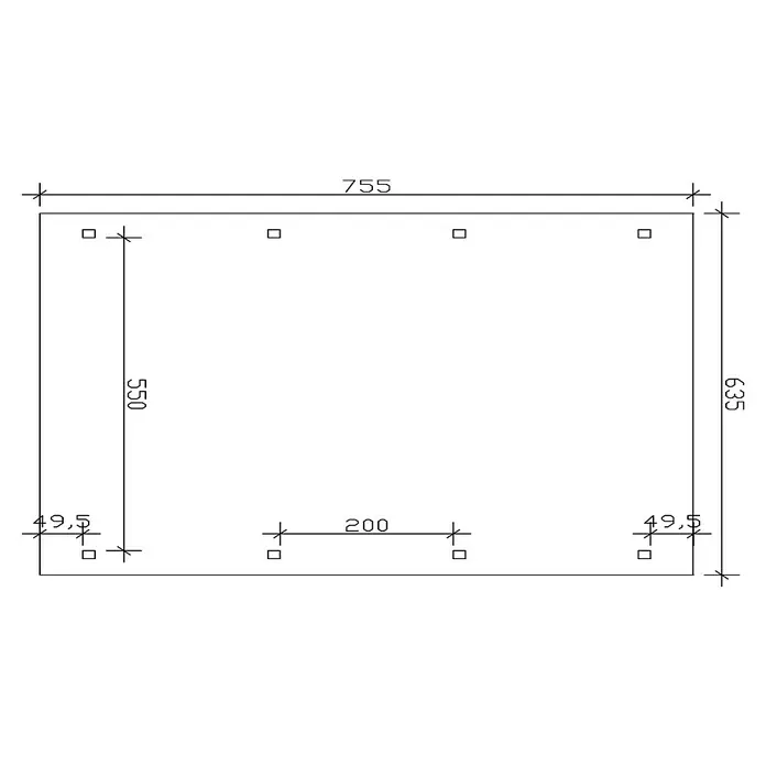 Skan Holz Doppelcarport Franken - L x B: 755 x 635 cm, Einfahrtshöhe: 220 cm, Weiß - Skizze