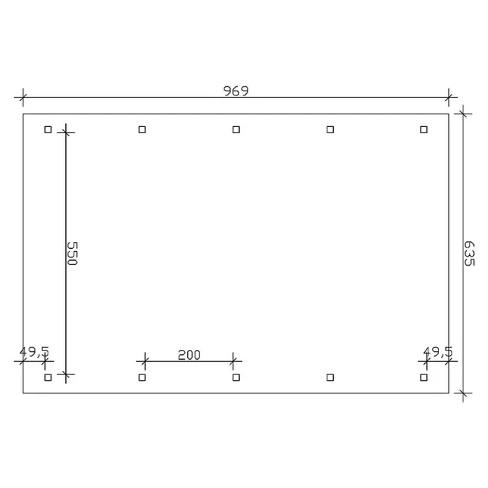 Skan Holz Doppelcarport Franken - L x B: 969 x 635 cm, Einfahrtshöhe: 220 cm, Schiefergrau - Skizze