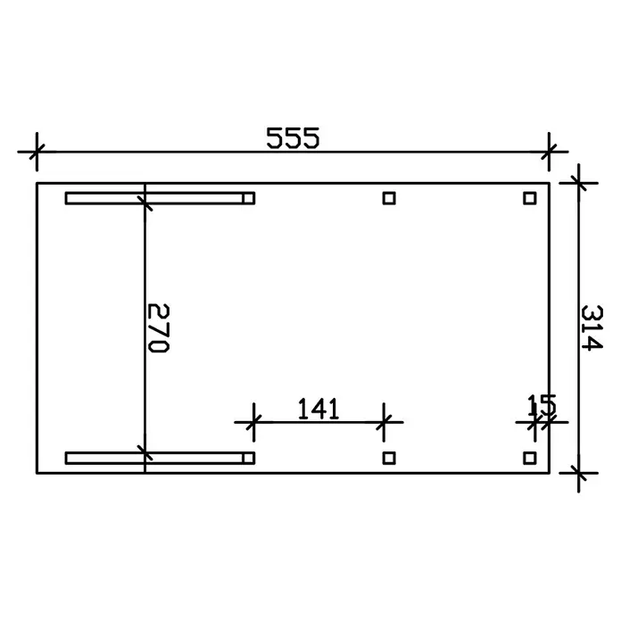 Skan Holz Carport Friesland - B x T: 314 x 555 cm, Einfahrtshöhe: 221 cm, Grün, Mit 2 Einfahrtsbögen - Skizze