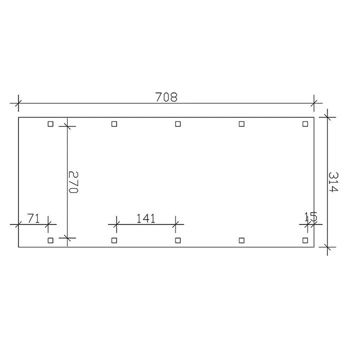 Skan Holz Carport Friesland - B x T: 314 x 708 cm, Einfahrtshöhe: 221 cm, Schiefergrau, Material Dach: Aluminium - Skizze