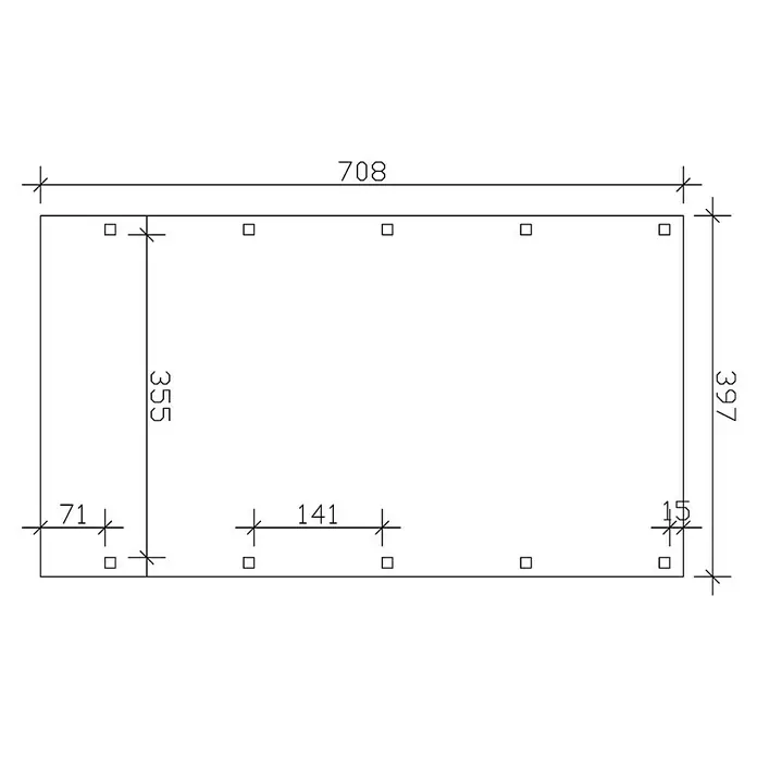 Skan Holz Carport Friesland - B x T: 397 x 708 cm, Einfahrtshöhe: 221 cm, Nussbaum, Kunststoff - Skizze