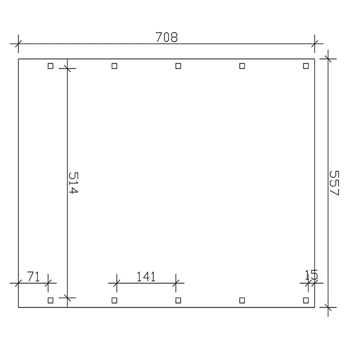 Skan Holz Doppelcarport Friesland - B x T: 557 x 708 cm, Einfahrtshöhe: 221 cm, Schiefergrau, Material Dach: EPDM-Folie - Skizze