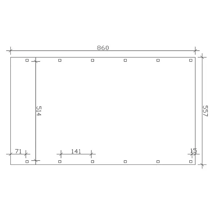 Skan Holz Doppelcarport Friesland - B x T: 557 x 860 cm, Einfahrtshöhe: 221 cm, Schiefergrau, Material Dach: EPDM-Folie - Skizze