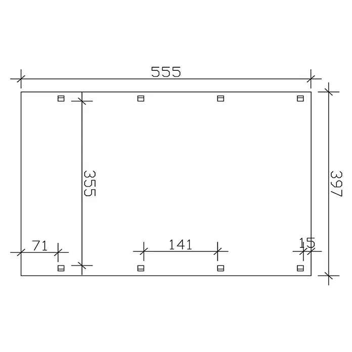 Skan Holz Carport Friesland - B x T: 397 x 555 cm, Einfahrtshöhe: 351 cm, Nussbaum, Geeignet für: Caravans - Skizze