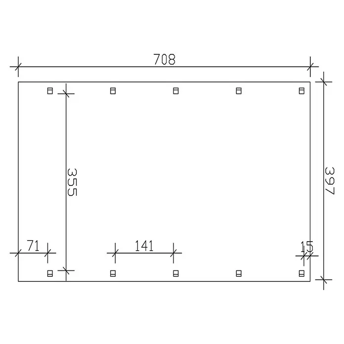 Skan Holz Carport Friesland - B x T: 397 x 708 cm, Einfahrtshöhe: 351 cm, Nussbaum - Skizze
