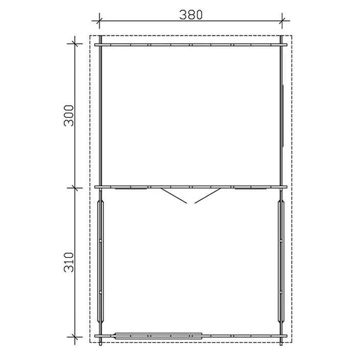 Skan Holz Gartenhaus Holmestrand - B x T: 420 x 650 cm, Holz, 23,18 m², Wandstärke: 45 mm - Skizze