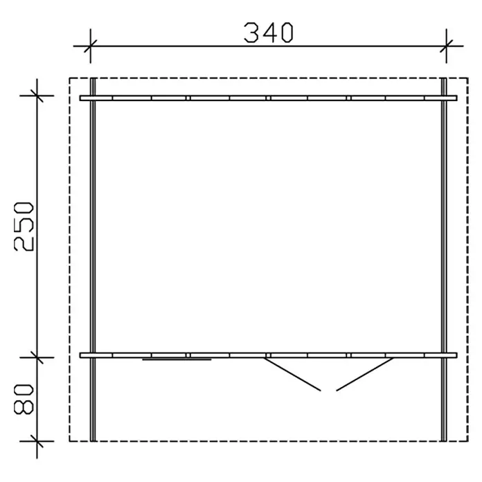 Skan Holz Gartenhaus Langesund 1 - B x T: 380 x 350 cm, Holz, 8,5 m², Wandstärke: 45 mm - Skizze