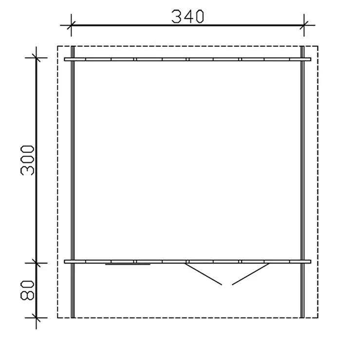 Skan Holz Gartenhaus Langesund 2 - B x T: 380 x 400 cm, Holz, 10,2 m², Wandstärke: 45 mm - Skizze