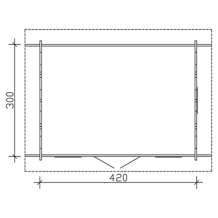 Skan Holz Gartenhaus Lugano 1 - B x T: 500 x 380 cm, Holz, 12,6 m², Wandstärke: 45 mm, 19 mm Dachschalung mit Konterlattung & 2. Dachschalung - Skizze