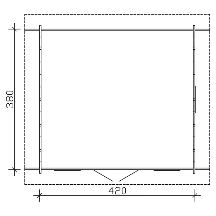 Skan Holz Gartenhaus Lugano 2 - B x T: 500 x 460 cm, Holz, 15,96 m², Wandstärke: 45 mm, 19 mm Profilschalung mit Nut & Feder - Skizze