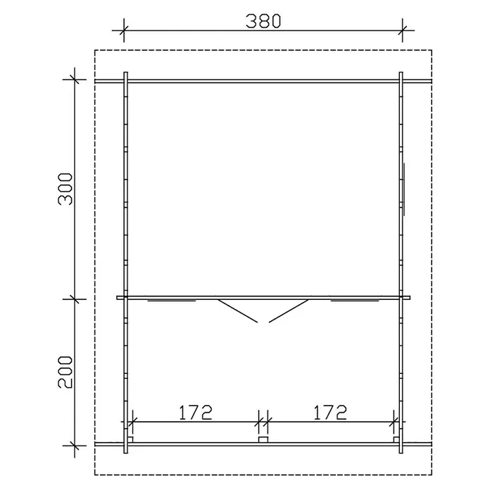 Skan Holz Gartenhaus Luzern - B x T: 460 x 580 cm, Holz, 19 m², Wandstärke: 45 mm, 19 mm Profilschalung mit Nut & Feder - Skizze