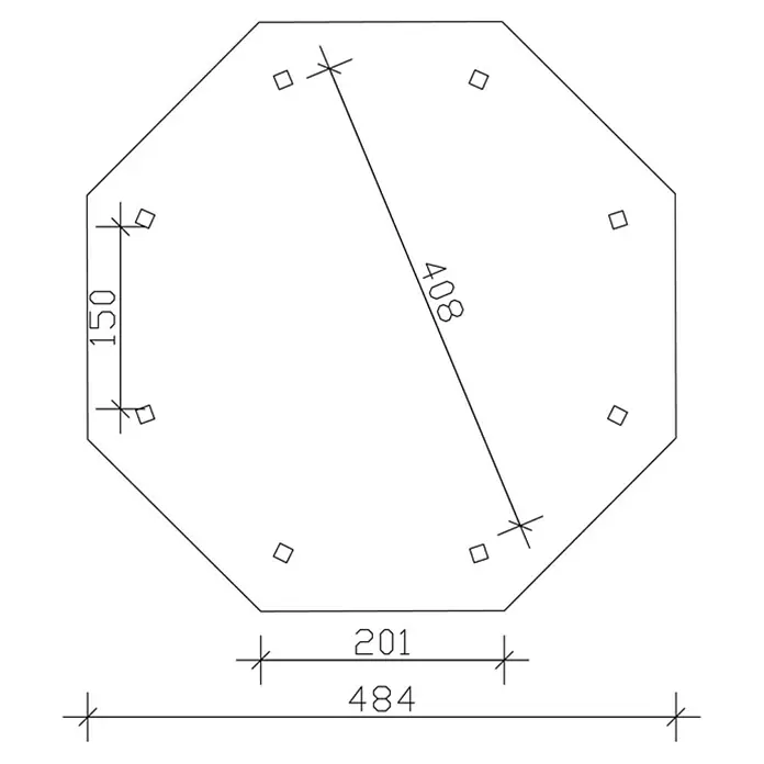 Skan Holz Pavillon Lyon 2 - L x B: 484 x 484 cm, Natur - Skizze