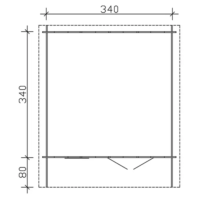 Skan Holz Gartenhaus Malaga 2 - B x T: 380 x 440 cm, Holz, 11,56 m², Wandstärke: 28 mm - Skizze