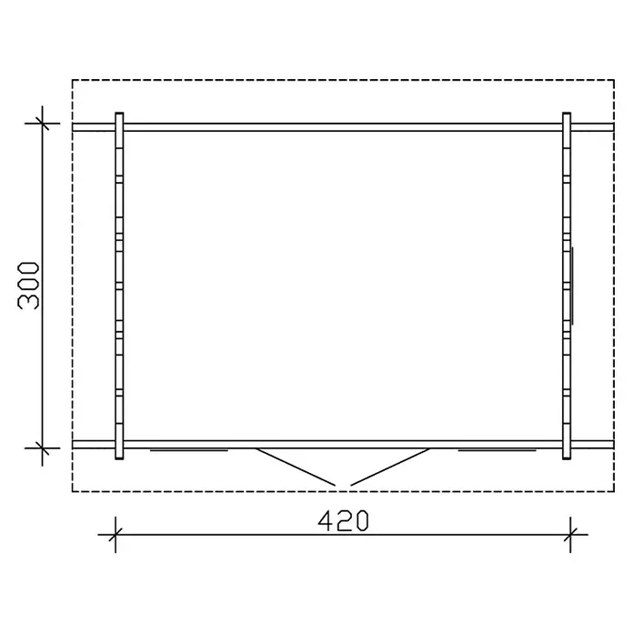 Skan Holz Gartenhaus Montreal 1 - B x T: 500 x 380 cm, Holz, 12,6 m², Wandstärke: 70 mm, 28 mm Profilschalung mit Nut & Feder - Skizze