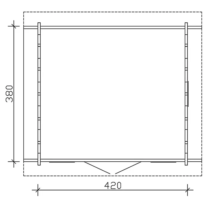 Skan Holz Gartenhaus Montreal 2 - B x T: 500 x 460 cm, Holz, 15,96 m², Wandstärke: 70 mm, 28 mm Profilschalung mit Nut & Feder - Skizze