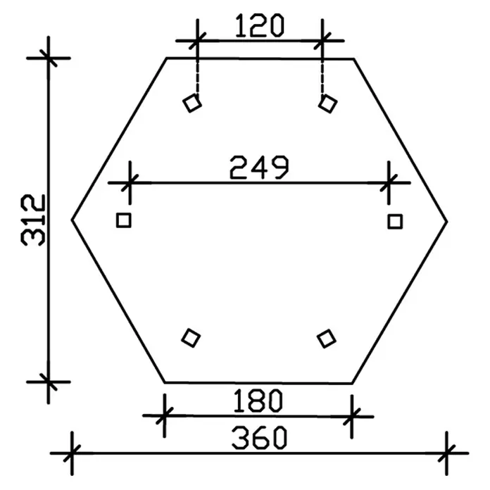Skan Holz Pavillon Nancy 1 - L x B: 312 x 360 cm, Eiche Hell - Skizze