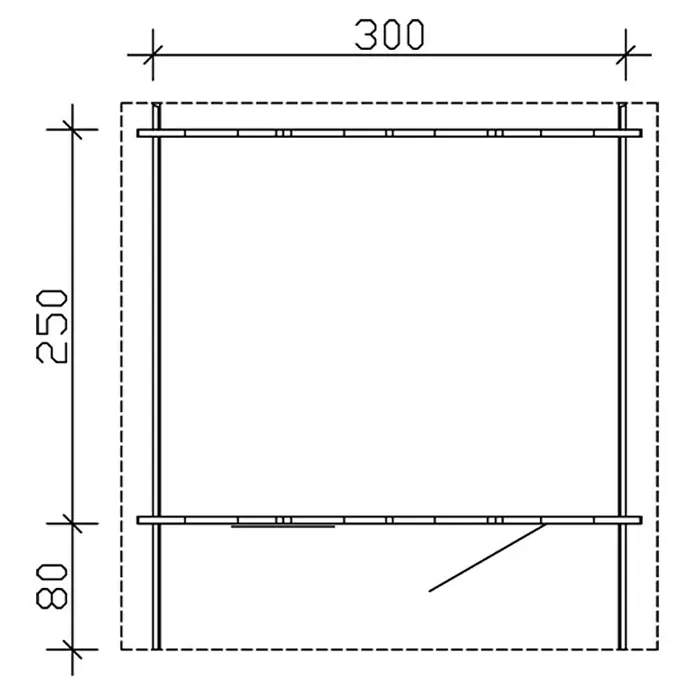 Skan Holz Gartenhaus Narvik 1 - B x T: 340 x 350 cm, Holz, 7,5 m², Wandstärke: 45 mm - Skizze