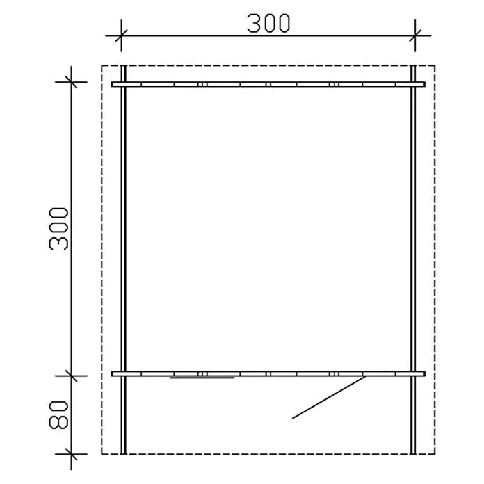 Skan Holz Gartenhaus Narvik 2 - B x T: 340 x 400 cm, Holz, 9 m², Wandstärke: 45 mm - Skizze