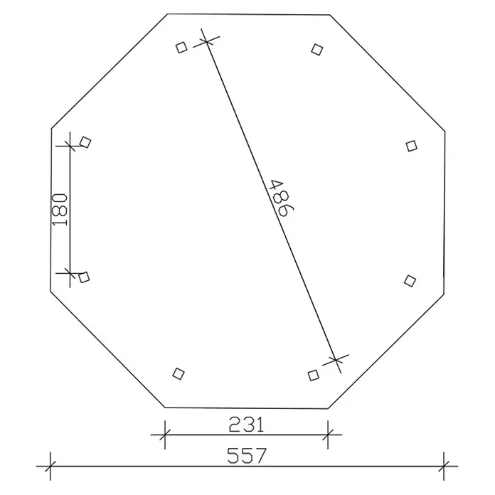Skan Holz Pavillon Nice 3 - L x B: 557 x 557 cm, Eiche - Skizze
