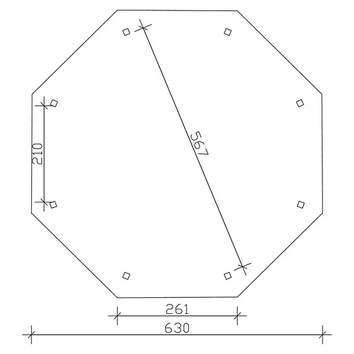 Skan Holz Pavillon Nice 4 - L x B: 630 x 630 cm, Weiß - Skizze