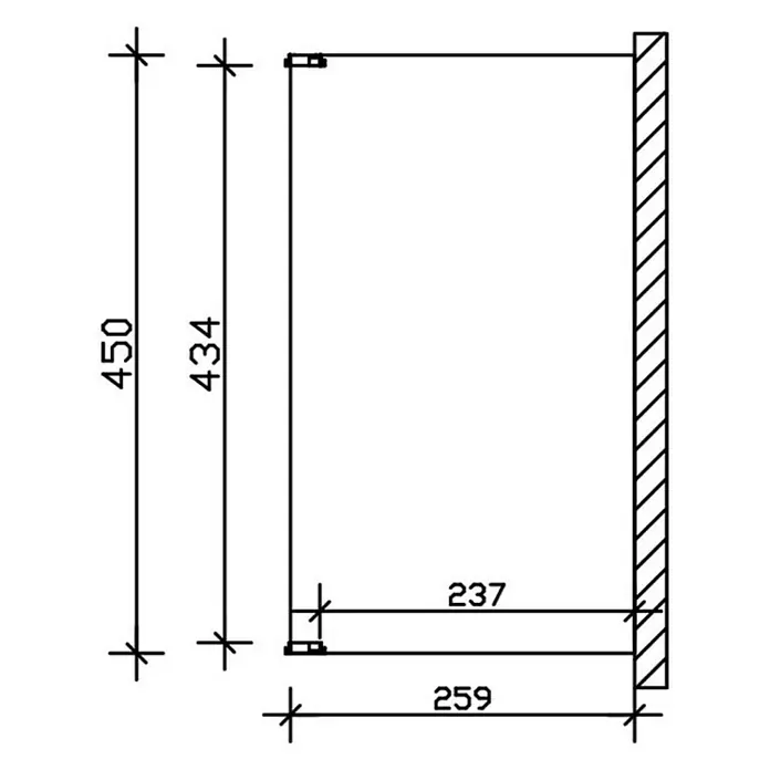 Skan Holz Terrassenüberdachung Novara - L x T: 450 x 259 cm, Polycarbonat, Schiefergrau - Skizze
