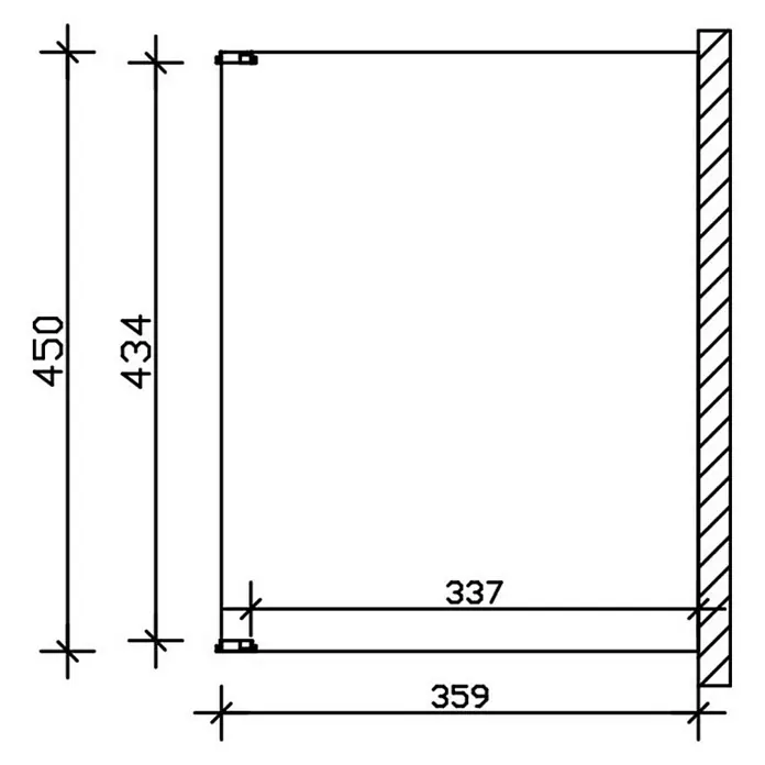 Skan Holz Terrassenüberdachung Novara - L x T: 450 x 359 cm, Polycarbonat, Nussbaum - Skizze