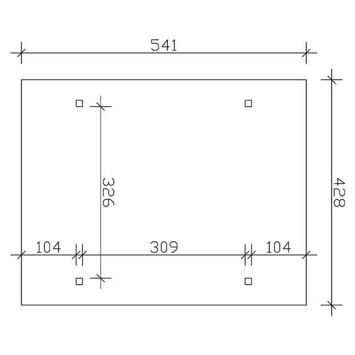 Skan Holz Carport Odenwald - L x B: 541 x 428 cm, Einfahrtshöhe: 220 cm, Eiche Hell - Skizze