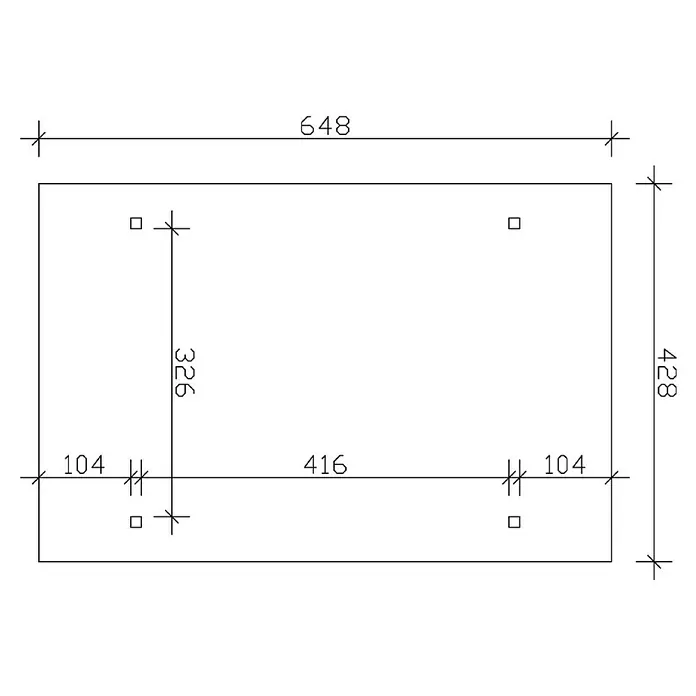Skan Holz Carport Odenwald - L x B: 648 x 428 cm, Einfahrtshöhe: 220 cm, Eiche Hell - Skizze