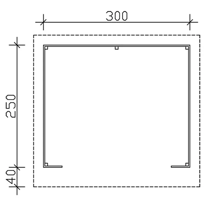 Skan Holz Holzunterstand Ole - 250 x 300 x 249,5 cm, Natur - Skizze